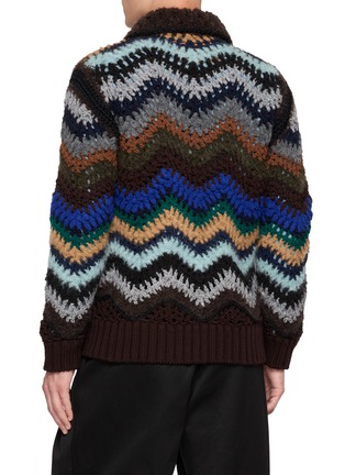 背面 - 点击放大 - SACAI - Chevron Crochet Knit Blouson Jacket
