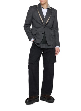 模特儿示范图 - 点击放大 - SACAI - Layered Herringbone Suiting Jacket