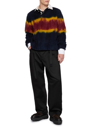 模特儿示范图 - 点击放大 - SACAI - Long Sleeve Chusen Dyed Knit Polo Shirt