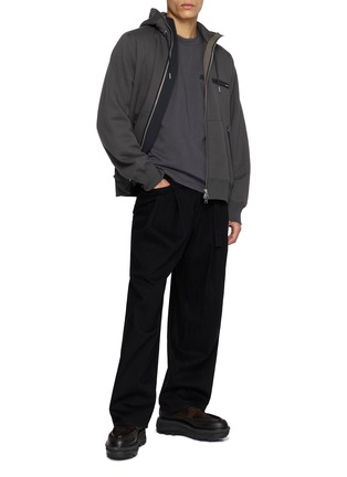 模特儿示范图 - 点击放大 - SACAI - Zip Up Cotton Jersey Hoodie