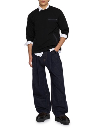 模特儿示范图 - 点击放大 - SACAI - Long Sleeve Zip Pocket Cotton Jersey T-Shirt