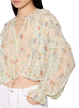  - ULLA JOHNSON - 系带荷叶边真丝衬衫