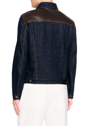 背面 - 点击放大 - BRUNELLO CUCINELLI - Leather Yoke Denim Jacket