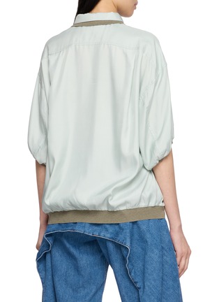 背面 - 点击放大 - FAFAMOON - Short Sleeve Double Collar Contrast Trim Polo Top