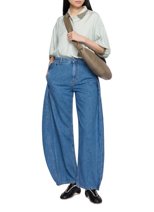 模特儿示范图 - 点击放大 - FAFAMOON - Short Sleeve Double Collar Contrast Trim Polo Top