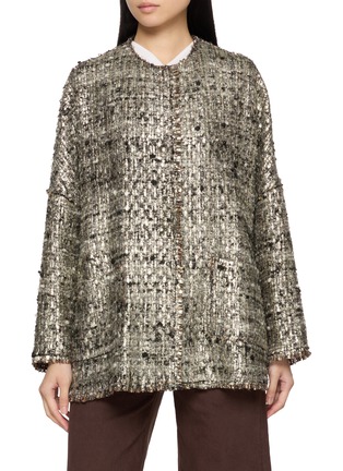 首图 - 点击放大 - MOUCHE - Round Neck Tweed Cape Coat