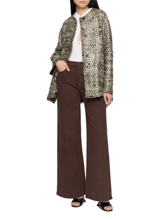 模特儿示范图 - 点击放大 - MOUCHE - Round Neck Tweed Cape Coat