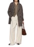 模特儿示范图 - 点击放大 - MOUCHE - Notch Lapel Double Breasted Tweed Coat