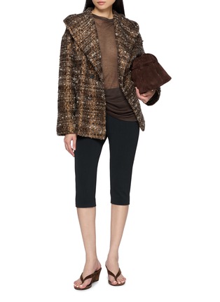 模特儿示范图 - 点击放大 - MOUCHE - Hooded Double Breasted Tweed Jacket