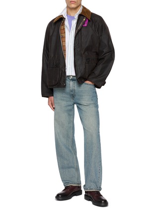 模特儿示范图 - 点击放大 - BARBOUR - X Paul Smith Transport Windowpane Waxed Cotton Jacket
