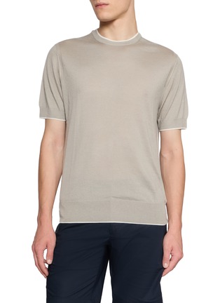 首图 - 点击放大 - ARCH4 - Mr Gubbins Short Sleeve Contrast Trim Cashmere Sweater