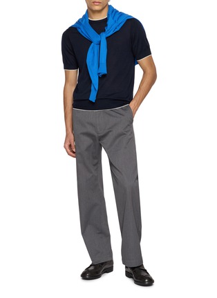 模特儿示范图 - 点击放大 - ARCH4 - Mr Gubbins Short Sleeve Contrast Trim Cashair Knit Sweater