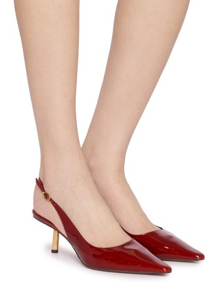 模特儿示范图 - 点击放大 - SAM EDELMAN - Bianka 60 Patent Leather Slingback Pumps