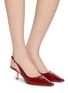 模特儿示范图 - 点击放大 - SAM EDELMAN - Bianka 60 Patent Leather Slingback Pumps