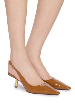 模特儿示范图 - 点击放大 - SAM EDELMAN - Bianka 60 Patent Leather Slingback Pumps