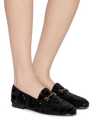 模特儿示范图 - 点击放大 - SAM EDELMAN - Loraine Horsebit Sequin Velvet Loafers