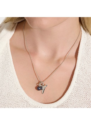  - JOHN HARDY - Shark Tooth Talisman Sterling Silver Diamond Pearl Necklace — Size 16-18