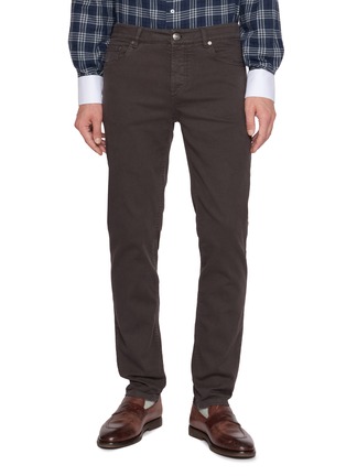 首图 - 点击放大 - BRUNELLO CUCINELLI - Logo Embroidered Stretch Cotton Jeans