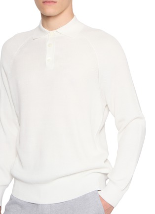 - BRUNELLO CUCINELLI - English Rib Cotton Knit Polo Sweater