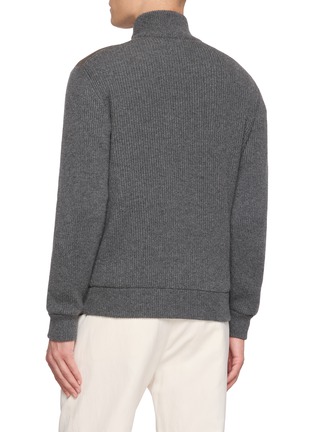 背面 - 点击放大 - BRUNELLO CUCINELLI - Leather Panel Knit Bomber Jacket