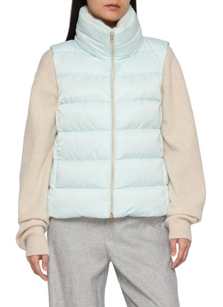 首图 - 点击放大 - HERNO - Faux Fur Collar Satin Down Waistcoat