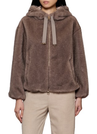 首图 - 点击放大 - HERNO - Faux Fur Zip Up Hooded Jacket