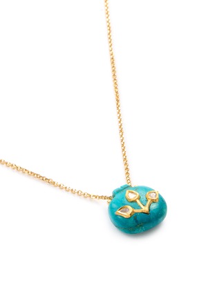 细节 - 点击放大 - MARIE LAURE CHAMOREL - Sterling Silver Silk Yarn Crystal  Turquoise Pendant Necklace