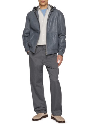 模特儿示范图 - 点击放大 - 1972 DESA - Hooded Laminated Leather Jacket