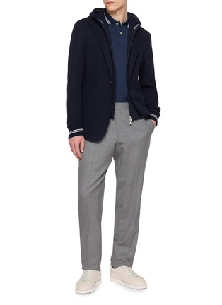 模特儿示范图 - 点击放大 - ELEVENTY - Contrast-Trim Cotton Polo Shirt