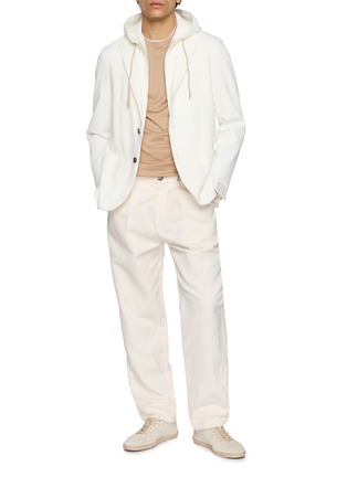 模特儿示范图 - 点击放大 - ELEVENTY - Detachable Hooded Bib Piqué Blazer