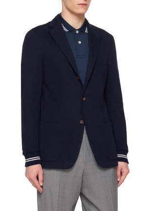 细节 - 点击放大 - ELEVENTY - Detachable Hooded Bib Cotton Blazer