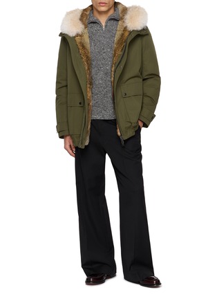 模特儿示范图 - 点击放大 - YVES SALOMON - Fur Liner Hooded Parka Jacket