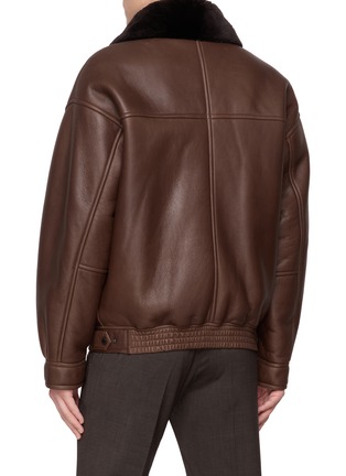 背面 - 点击放大 - YVES SALOMON - Beaver Fur Collar Leather Jacket