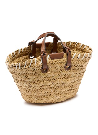 细节 - 点击放大 - ANYA HINDMARCH - Small Paper Eyes Seagrass Leather Basket Bag