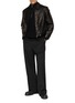 模特儿示范图 - 点击放大 - TAAKK - Embroidered Leather Zip Up Jacket