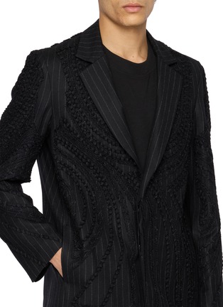 - TAAKK - Single Breasted Embroidered Pinstriped Wool Blazer
