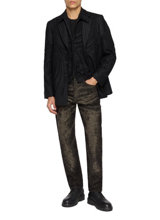 模特儿示范图 - 点击放大 - TAAKK - Single Breasted Embroidered Pinstriped Wool Blazer