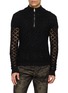 首图 - 点击放大 - TAAKK - Semi Sheer Openwork Half Zip Sweater