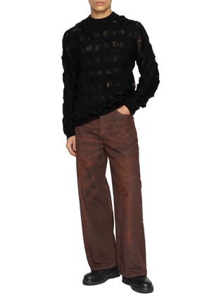 模特儿示范图 - 点击放大 - TAAKK - Grid Textured Mohair Knit Sweater