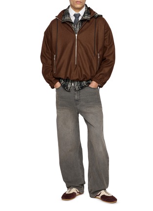 模特儿示范图 - 点击放大 - SONG FOR THE MUTE - Zip Up Brushed Wool Sweater