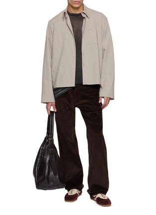 模特儿示范图 - 点击放大 - SONG FOR THE MUTE - Cropped Pencil Stripe Shirt