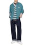 模特儿示范图 - 点击放大 - SONG FOR THE MUTE - Gym Polo Striped Knit Shirt