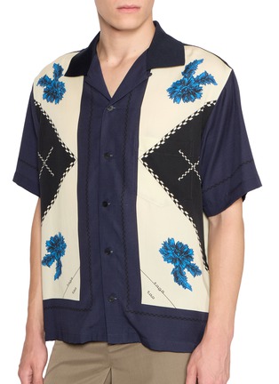  - TOGA VIRILIS - Short Sleeve Inner Print Open Collar Shirt
