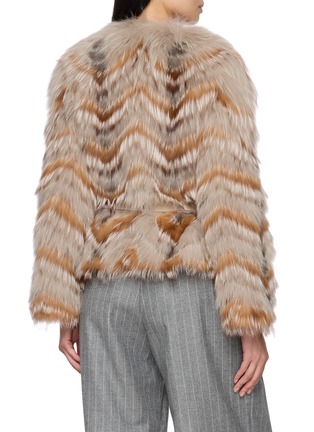 背面 - 点击放大 - YVES SALOMON - Chevron Pattern Fur Self Tie Jacket
