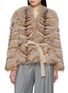 首图 - 点击放大 - YVES SALOMON - Chevron Pattern Fur Self Tie Jacket