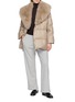 模特儿示范图 - 点击放大 - YVES SALOMON - Detachable Fur Collar Double-Breasted Down Jacket