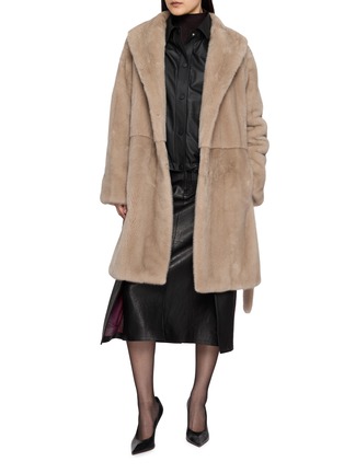 模特儿示范图 - 点击放大 - YVES SALOMON - Drawstring Hem Snap Button Jacket