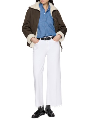 模特儿示范图 - 点击放大 - YVES SALOMON - Reversible Contrast Collar Leather Jacket