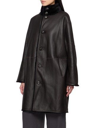 细节 - 点击放大 - YVES SALOMON - Long-Sleeve Shearling Coat