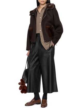 模特儿示范图 - 点击放大 - YVES SALOMON - Mink-Trimmed Wool Hooded Jacket